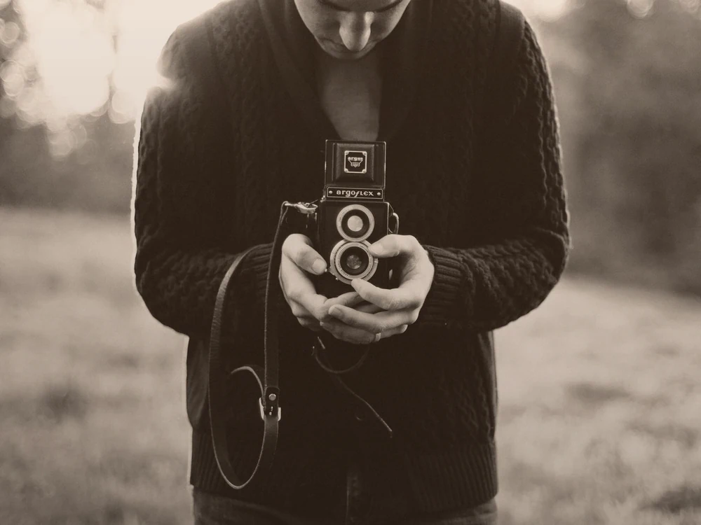 Example nostalgic yearbook-style portrait with vintage film color